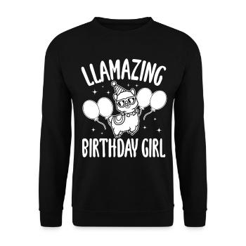 LLamazing birthday Girl - Funny Llama Birthday - Unisex Sweatshirt - black - Front - Alina (178cm) & Michal (187cm)