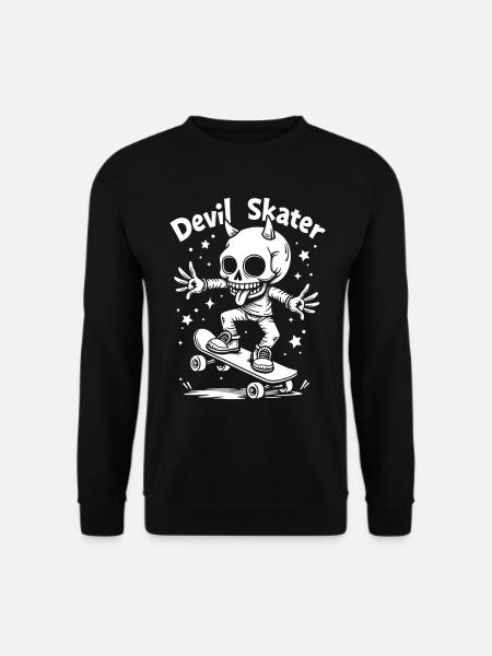 Devil Skater – Cooles Skelett auf Skateboard - Unisex Pullover - Schwarz