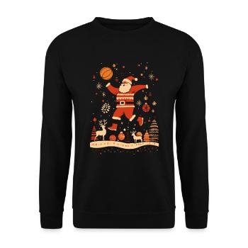 Santa Claus Basketball Christmas - Unisex Sweatshirt - black - Front - Alina (178cm) & Michal (187cm)