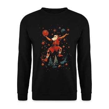 Basketball Christmas Santa Claus - Unisex Sweatshirt - black - Front - Alina (178cm) & Michal (187cm)