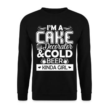 Cake Decorator Girl And Cold Beer - Unisex Sweatshirt - black - Front - Alina (178cm) & Michal (187cm)
