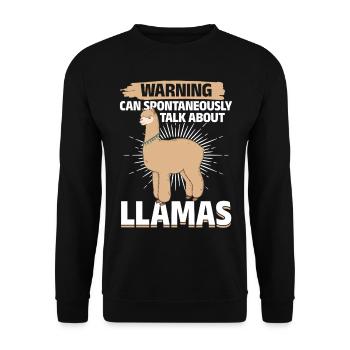 Llama Lover - Warning can spontaneously talk about - Unisex Pullover - Schwarz - Vorne - Alina (178cm) & Michal (187cm)