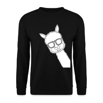 Funny Llama sunglasses Llama Lover Alpaca - Unisex Sweatshirt - black - Front - Alina (178cm) & Michal (187cm)
