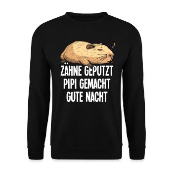 Teeth Brushed Good Night Capybara Pajama Gift - Unisex Sweatshirt - black - Front - Alina (178cm) & Michal (187cm)