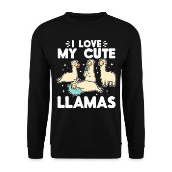 Alpaca Lover Llama Lover - I love my cute Llamas - Unisex Sweatshirt - black - Front - Alina (178cm) & Michal (187cm)
