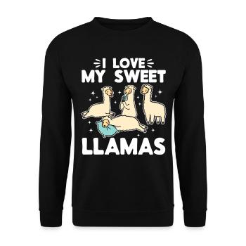 Llama Lover - I love my sweet Llamas - Unisex Sweatshirt - black - Front - Alina (178cm) & Michal (187cm)