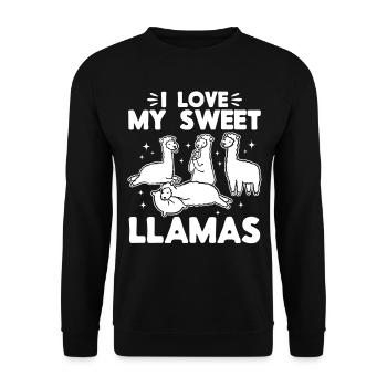Alpaca Lover Llama Lover - I love my sweet Llamas - Unisex Sweatshirt - black - Front - Alina (178cm) & Michal (187cm)