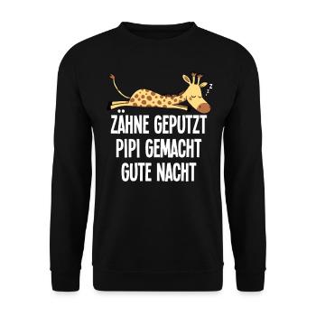 Zähne Geputzt Gute Nacht Schlafende Giraffe - Unisex Pullover - Schwarz - Vorne - Alina (178cm) & Michal (187cm)
