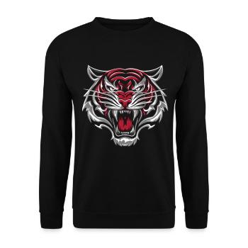 Wilder Tigerkopf - Unisex Pullover - Schwarz - Vorne - Alina (178cm) & Michal (187cm)