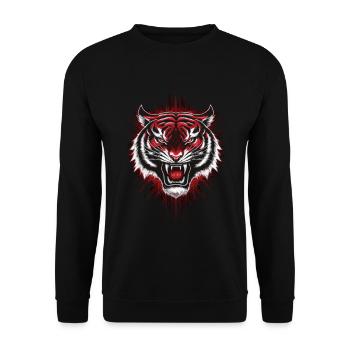 Wild tiger head in red and black - Unisex Sweatshirt - black - Front - Alina (178cm) & Michal (187cm)