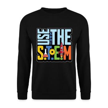 STEM Teacher Use The STEM Loves Computer Science - Unisex Pullover - Schwarz - Vorne - Alina (178cm) & Michal (187cm)