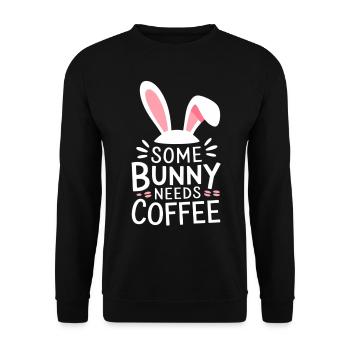 Ostern Kaffee Spruch Coffee Osterhase - Unisex Pullover - Schwarz - Vorne - Alina (178cm) & Michal (187cm)