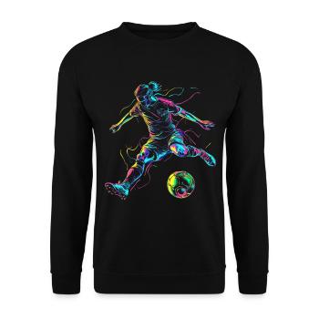 Farbexplosion Fußballer - Dynamisches Design - Unisex Pullover - Schwarz - Vorne - Alina (178cm) & Michal (187cm)