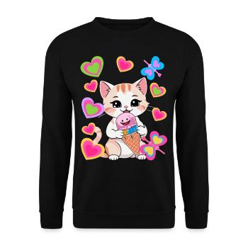 Cats Cat Cream Kids Child Retro 80s - Unisex Sweatshirt - black - Front - Alina (178cm) & Michal (187cm)
