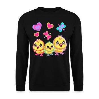 Retro Easter Chick Kids Child Baby 80s 90s - Unisex Sweatshirt - black - Front - Alina (178cm) & Michal (187cm)