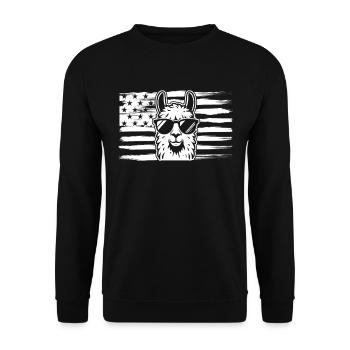 Alpaca Llama US Flag Llama - Unisex Pullover - Schwarz - Vorne - Alina (178cm) & Michal (187cm)