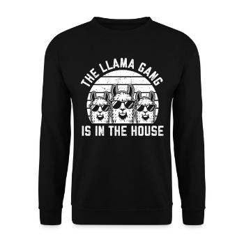 Funny Llama Sayings - The Llama gang is in the - Unisex Sweatshirt - black - Front - Alina (178cm) & Michal (187cm)
