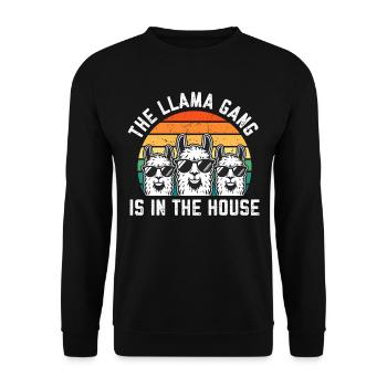 Funny Llama Alpaca - The Llama gang is in the - Unisex Sweatshirt - black - Front - Alina (178cm) & Michal (187cm)