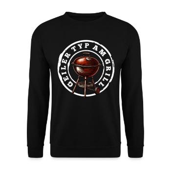 Guy At The Grill Funny Grilling Gift Dad - Unisex Sweatshirt - black - Front - Alina (178cm) & Michal (187cm)