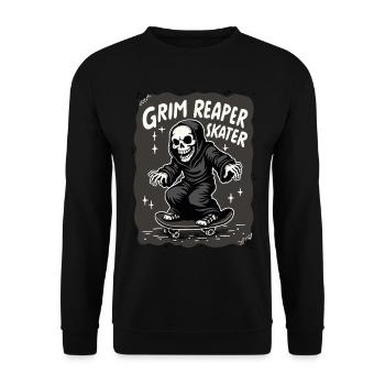 Skateboarding Sensenmann – Grim Reaper Style - Unisex Pullover - Schwarz - Vorne - Alina (178cm) & Michal (187cm)
