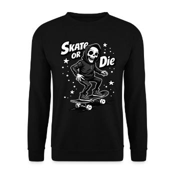 Skateboarding Sensenmann – Skate or Die - Unisex Pullover - Schwarz - Vorne - Alina (178cm) & Michal (187cm)