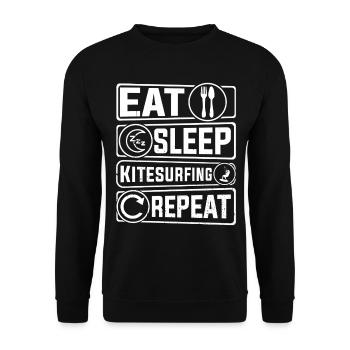 Eat Sleep Kitesurfing Repeat - Kitesurfeur - Sweat-shirt Unisexe - noir - Devant - Alina (178cm) & Michal (187cm)