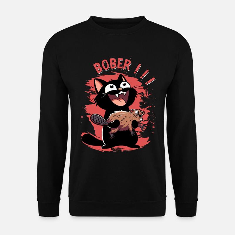Hyper cat calls "Bober!!" – Animal freak out - Unisex Sweatshirt - black