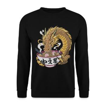 Legendärer Ramen-Fresser - Unisex Pullover - Schwarz - Vorne - Alina (178cm) & Michal (187cm)