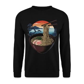 Japanese Ramen Art - Unisex Sweatshirt - black - Front - Alina (178cm) & Michal (187cm)