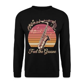 Jazz vibes with retro saxophone - Unisex Sweatshirt - black - Front - Alina (178cm) & Michal (187cm)