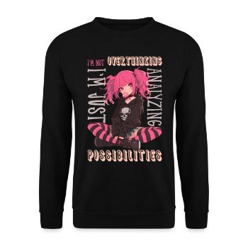 I'm Not Overthinking Goth Anime Girl Pastel Goth - Unisex Sweatshirt - black - Front - Alina (178cm) & Michal (187cm)