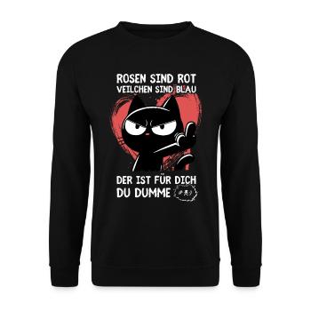 Mittelfinger-Katze – Mehr muss man nicht sagen - Unisex Pullover - Schwarz - Vorne - Alina (178cm) & Michal (187cm)