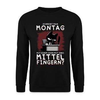 Genervte Bürokatze – Chef des inneren Kündigens - Unisex Pullover - Schwarz - Vorne - Alina (178cm) & Michal (187cm)