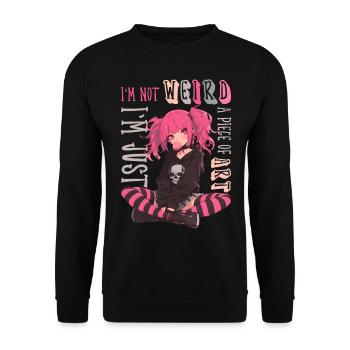 Just Piece Of Art Anime Girl Pastel Goth Geschenk - Unisex Pullover - Schwarz - Vorne - Alina (178cm) & Michal (187cm)