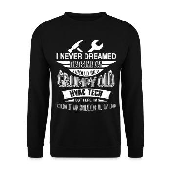 HVAC Tech Grumpy Old HVAC Technician - Unisex Sweatshirt - black - Front - Alina (178cm) & Michal (187cm)