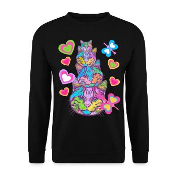 Chat Chats Chat Visage Enfants Enfant - Sweat-shirt Unisexe - noir - Devant - Alina (178cm) & Michal (187cm)