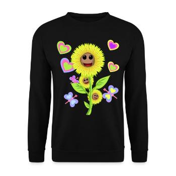 Sonnenblume Sonnenblumen Garten Blume Blumen - Unisex Pullover - Schwarz - Vorne - Alina (178cm) & Michal (187cm)