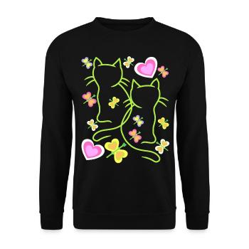 Enfants Enfant Printemps Chats Chat Chaton - Sweat-shirt Unisexe - noir - Devant - Alina (178cm) & Michal (187cm)