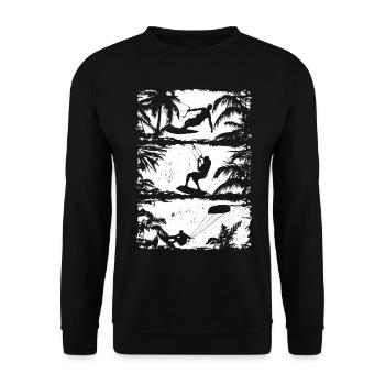 Kitesurfing Silhouette Kiteboarding Kitesurfer - Unisex Pullover - Schwarz - Vorne - Alina (178cm) & Michal (187cm)