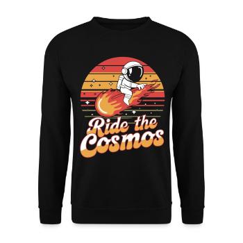 Astronaut rides through the cosmos - Unisex Sweatshirt - black - Front - Alina (178cm) & Michal (187cm)