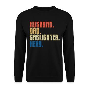 Gaslighting Gaslighter - Unisex Pullover - Schwarz - Vorne - Alina (178cm) & Michal (187cm)
