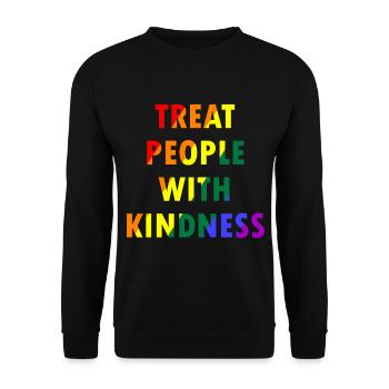 Traitez les gens avec gentillesse Arc-en-ciel LGBTQ - Sweat-shirt Unisexe - noir - Devant - Alina (178cm) & Michal (187cm)