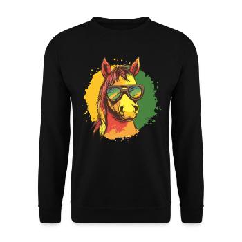 Reggae Pferd - Unisex Pullover - Schwarz - Vorne - Alina (178cm) & Michal (187cm)