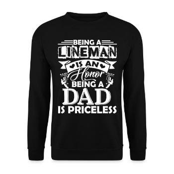 Lineman Being A Lineman Dad Is Priceless - Unisex Sweatshirt - black - Front - Alina (178cm) & Michal (187cm)
