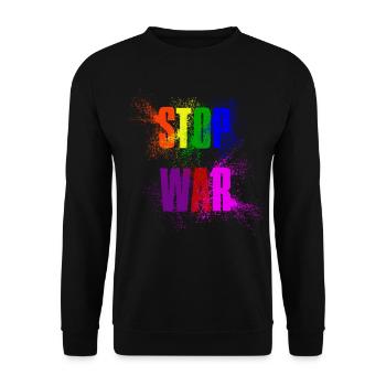 STOP WAR – NO WAR - PEACE in rainbow colours - Unisex Sweatshirt - black - Front - Alina (178cm) & Michal (187cm)