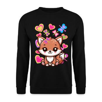 Fuchs Füchse Kinder Kind Baby - Unisex Pullover - Schwarz - Vorne - Alina (178cm) & Michal (187cm)