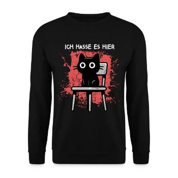 Ich hasse es hier - Süße schwarze Katze Zynisch - Unisex Pullover - Schwarz - Vorne - Alina (178cm) & Michal (187cm)