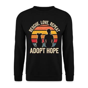 Adopt Hope – Rescue Love - Unisex Pullover - Schwarz - Vorne - Alina (178cm) & Michal (187cm)