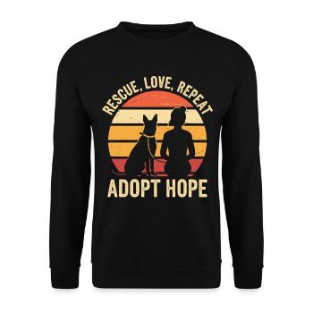 Hundeadoption - Adopt Hope – Rettung beginnt hier - Unisex Pullover - Schwarz - Vorne - Alina (178cm) & Michal (187cm)