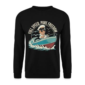 Full Speed Boat Captain - Unisex Sweatshirt - black - Front - Alina (178cm) & Michal (187cm)